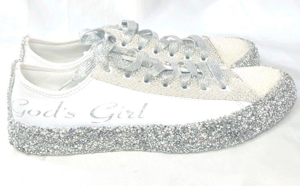 Converse Chuck Taylors Bling Custom Shoes Women's Size 11, Gods Girl Logo